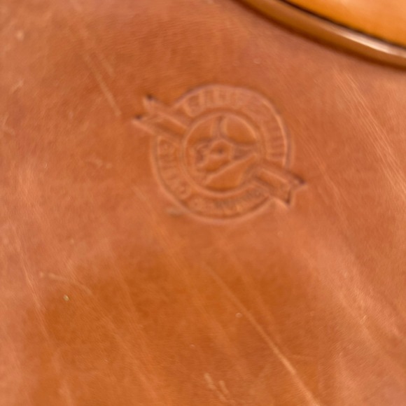 Las Tres ZZZ San Fermin Leather Bota Bag Canteen Spain Vintage Brown Red Strap - Picture 2 of 4